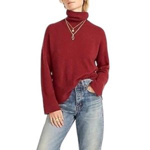 J.Crew NWT Turtleneck sweater in Supersoft yarn Rich Burgundy XXS Wool Alpaca